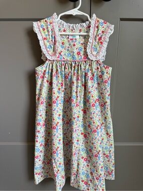 Shrimp & Grits Kids Vintage Strawberry Flower Lace Trim Dress 6